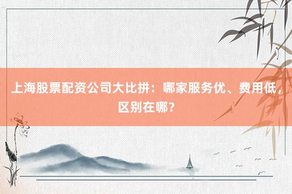 上海股票配资公司大比拼：哪家服务优、费用低，区别在哪？