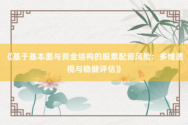 《基于基本面与资金结构的股票配资风险：多维透视与稳健评估》