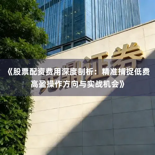 《股票配资费用深度剖析：精准捕捉低费高盈操作方向与实战机会》