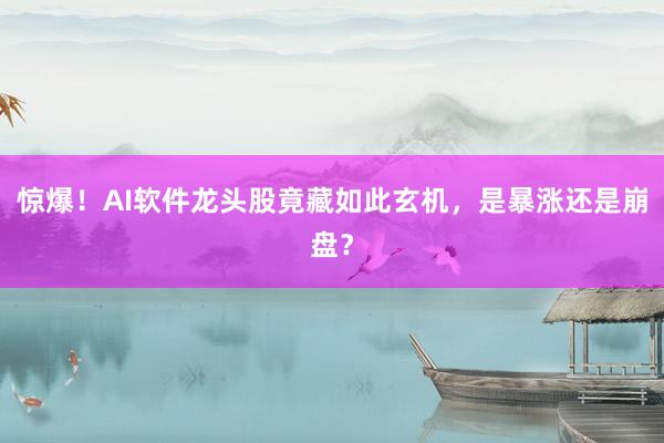惊爆！AI软件龙头股竟藏如此玄机，是暴涨还是崩盘？