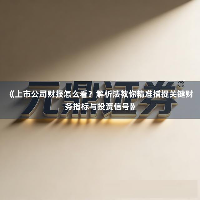 《上市公司财报怎么看？解析法教你精准捕捉关键财务指标与投资信号》