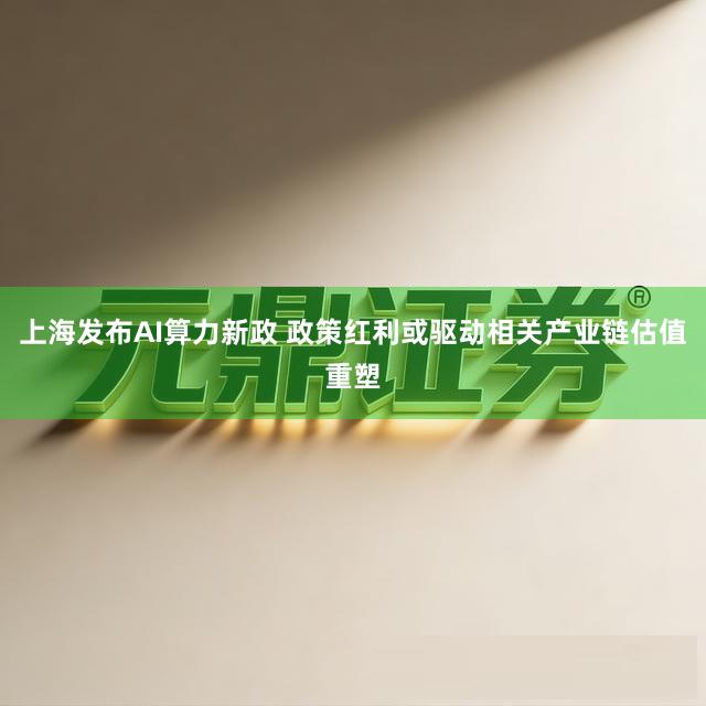 上海发布AI算力新政 政策红利或驱动相关产业链估值重塑