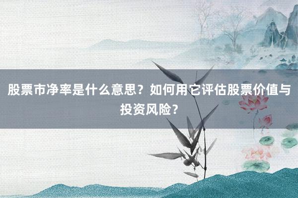 股票市净率是什么意思?如何用它评估股票价值与投资风险?