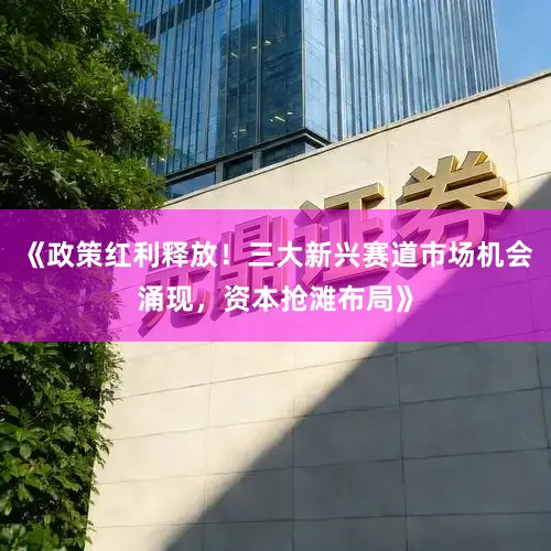 《政策红利释放！三大新兴赛道市场机会涌现，资本抢滩布局》