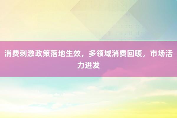 消费刺激政策落地生效,多领域消费回暖,市场活力迸发